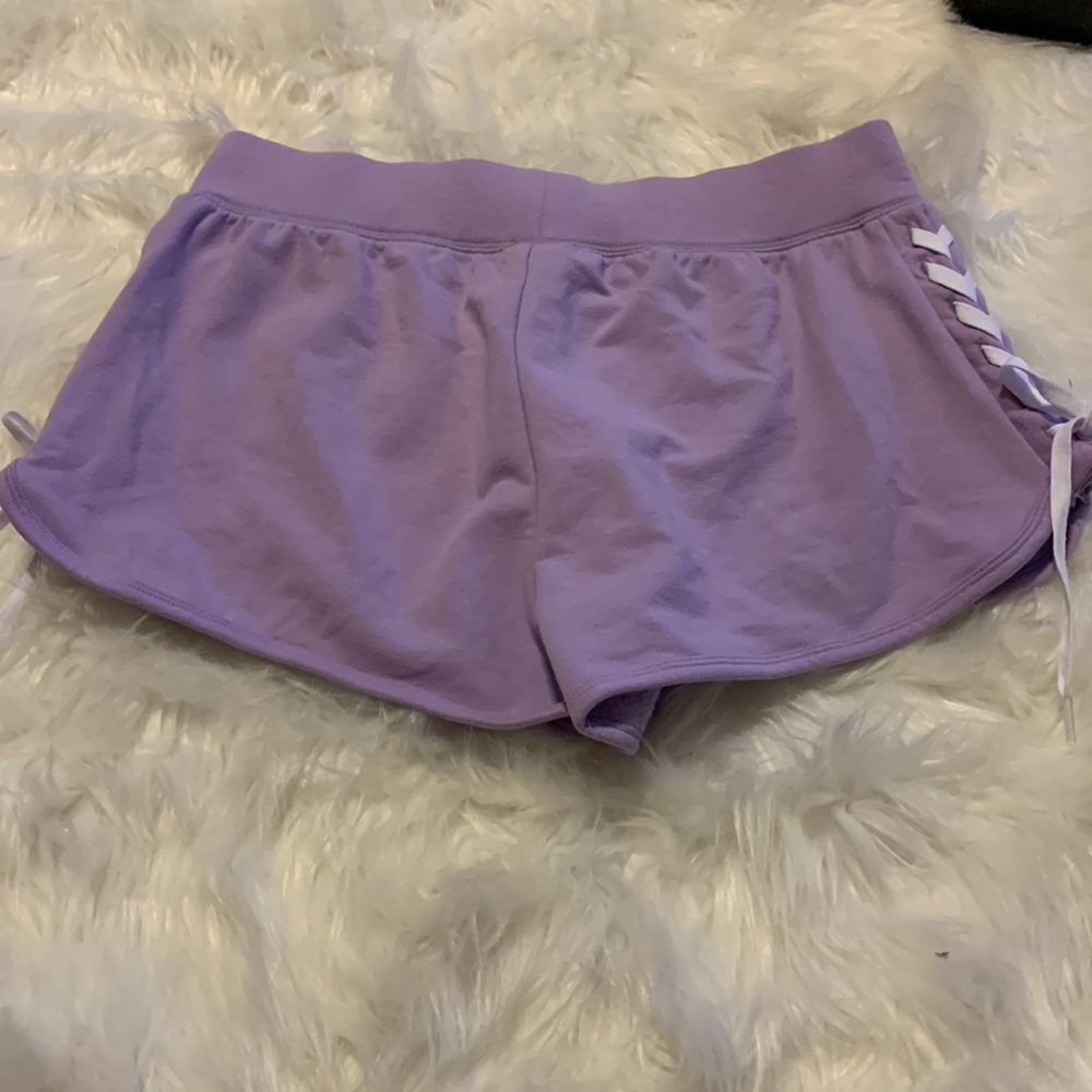 New Victoria’s Secret PINK Purple Shorts with Lace-up sides. Size medium. - Picture 3 of 3